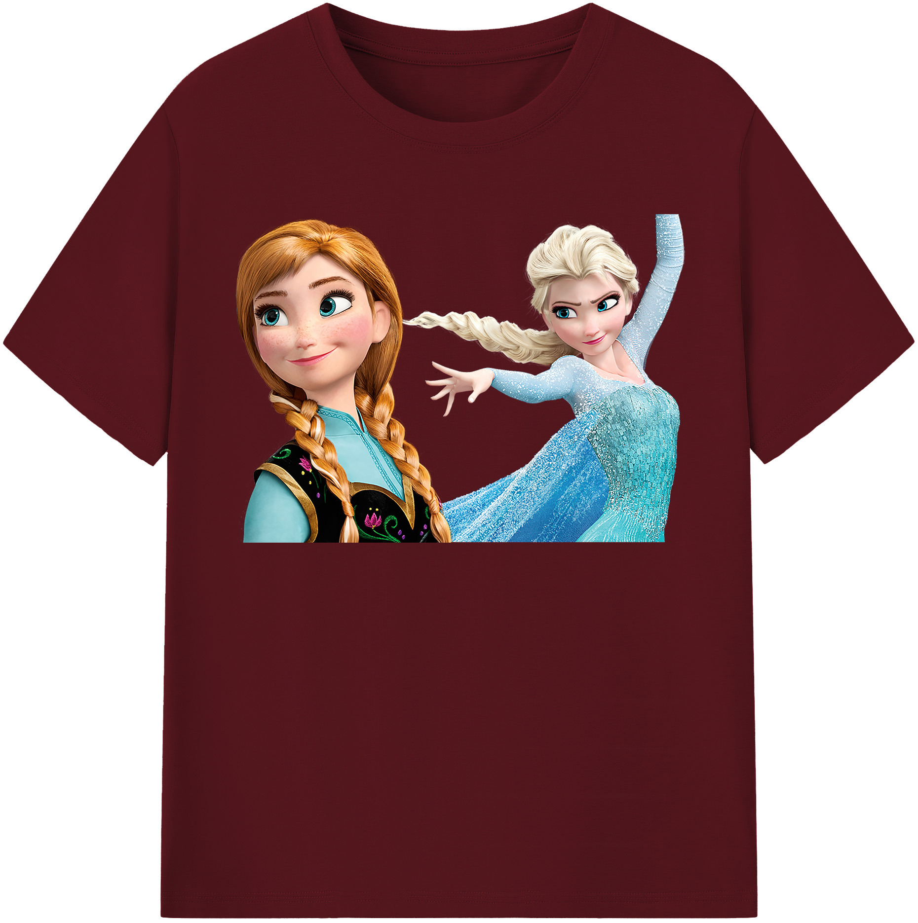 （画像用） アナと雪の女王 アンナ エルサ Frozen Anna Elsa 綿100％半袖Tシャツ（フロントプリント）